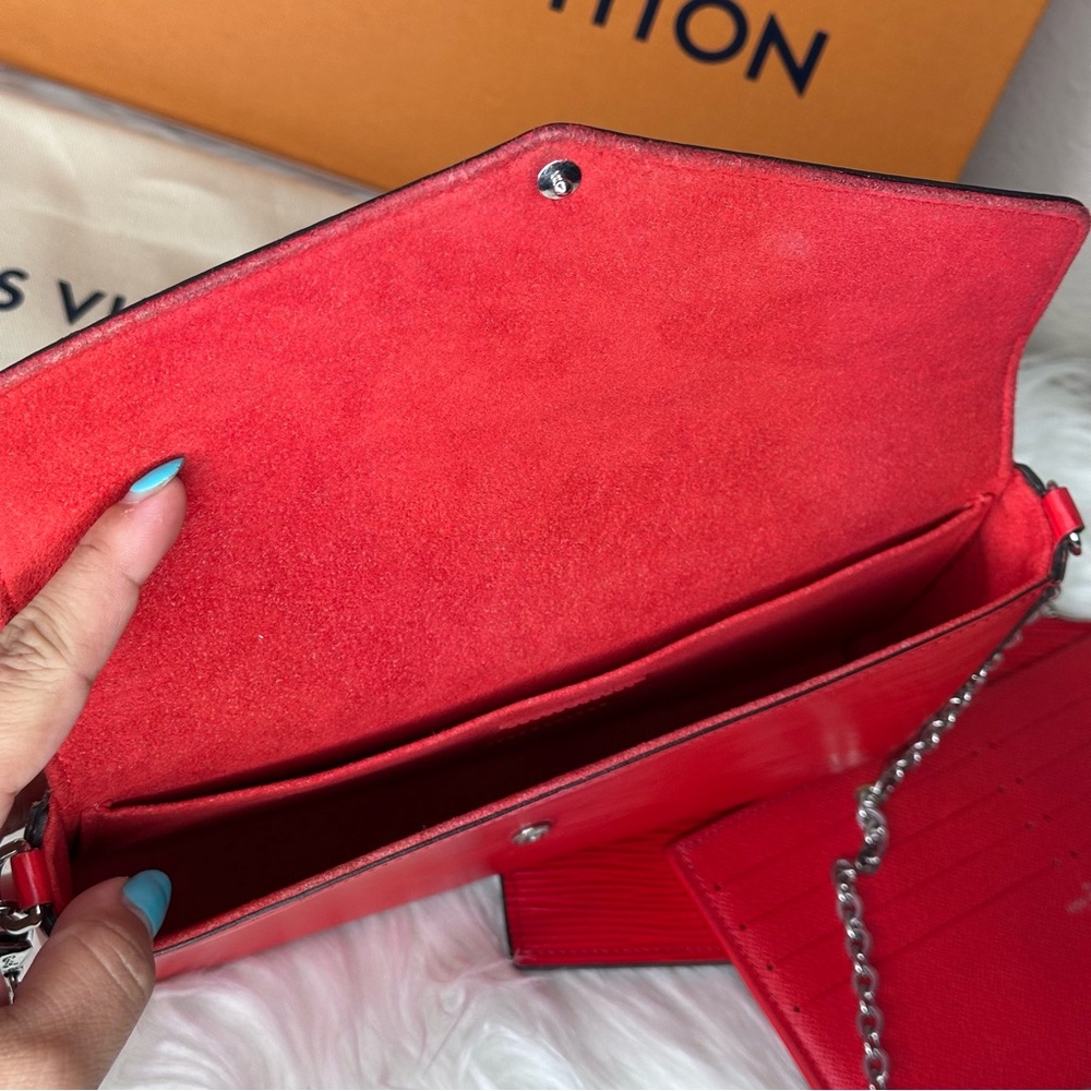 Louis Vuitton Red Felicie Pochette in EPI Leather - Picture 14 of 16